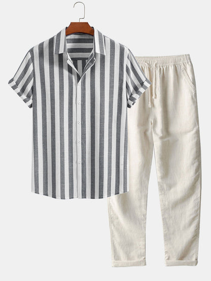 Cetara Set — Striped Shirt & Drawstring Trousers
