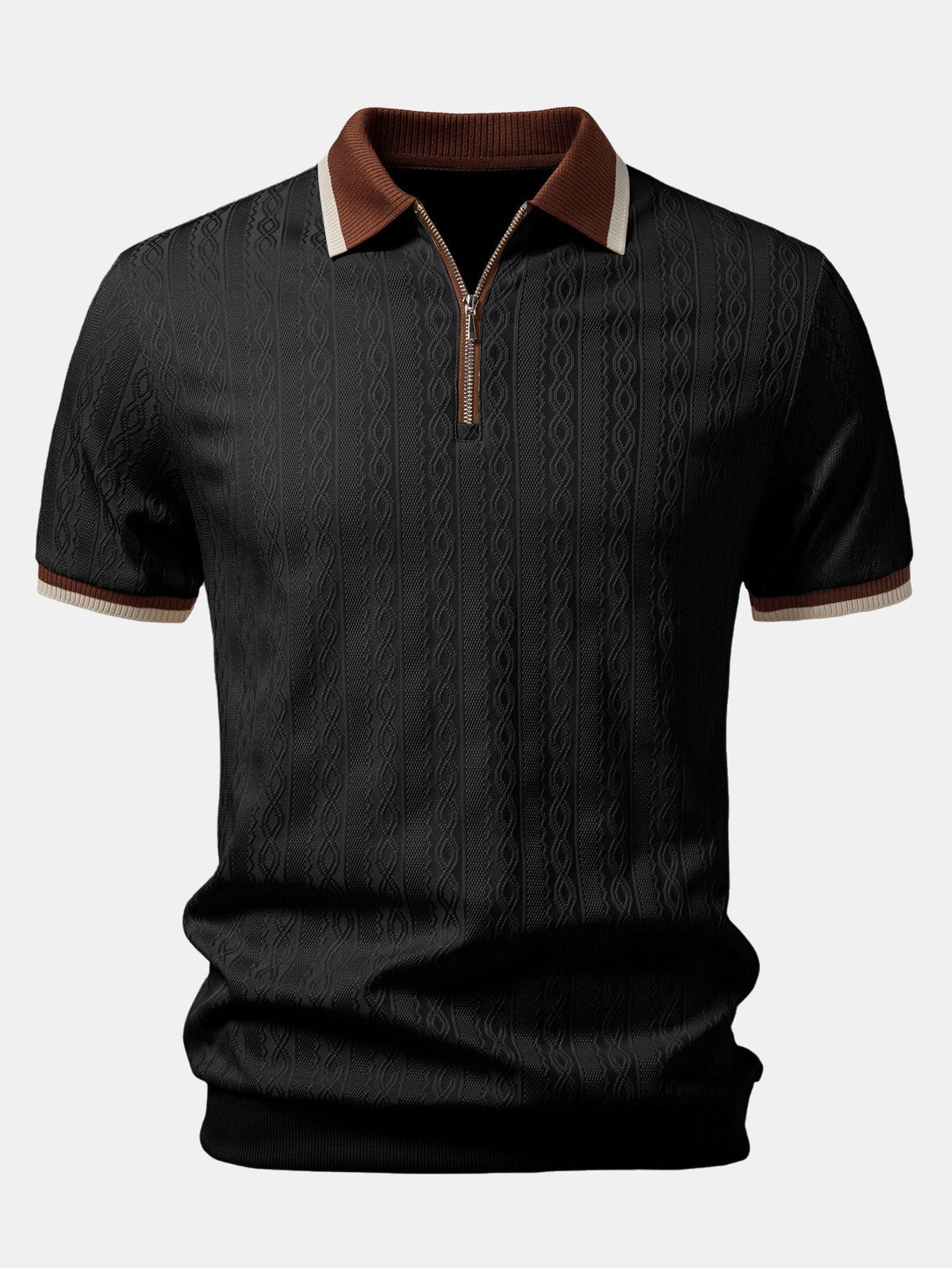 TAORMINA Knitted Zip Polo Shirt - 2