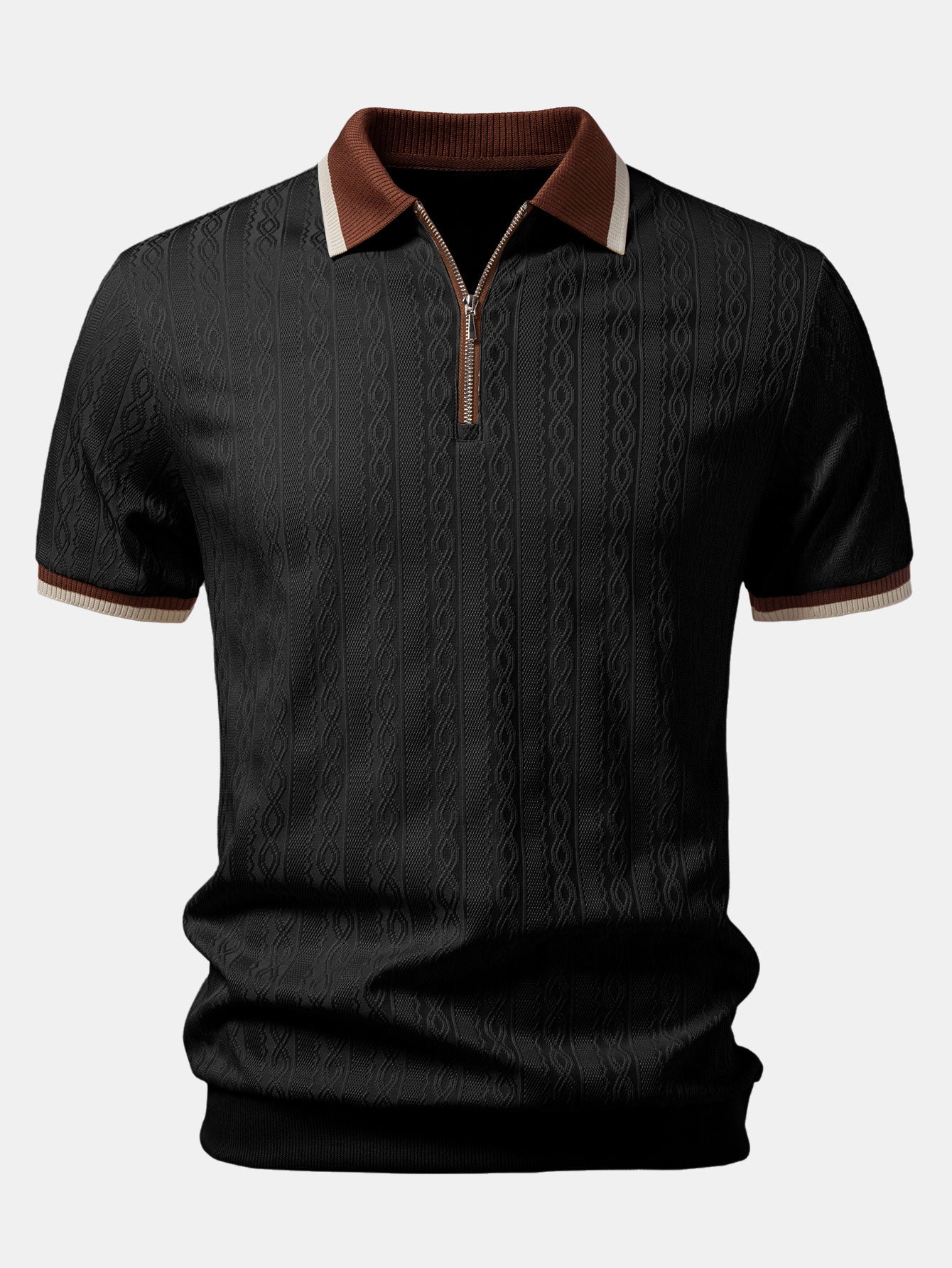 TAORMINA Knitted Zip Polo Shirt - 2