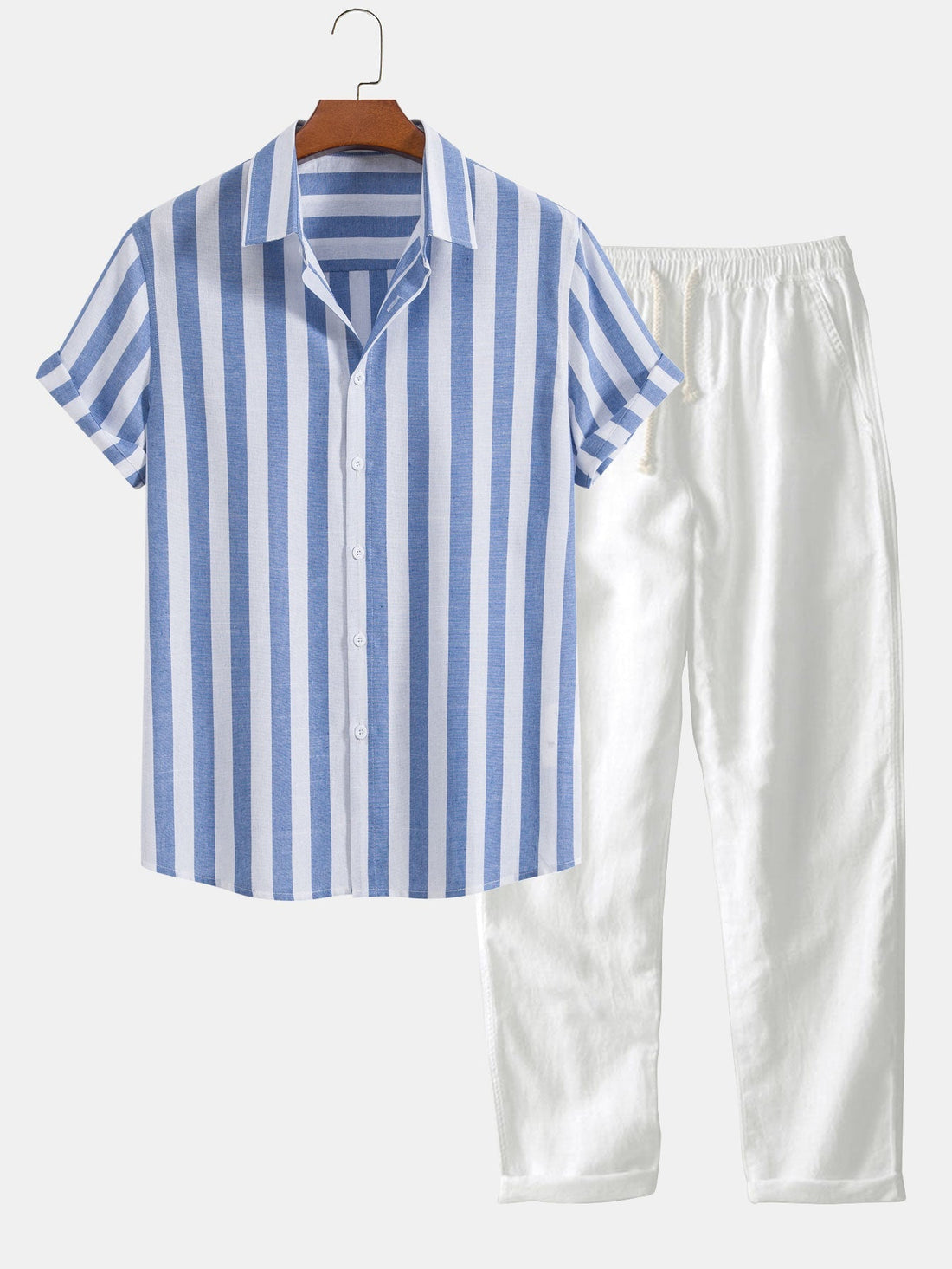 Cetara Set — Striped Shirt & Drawstring Trousers