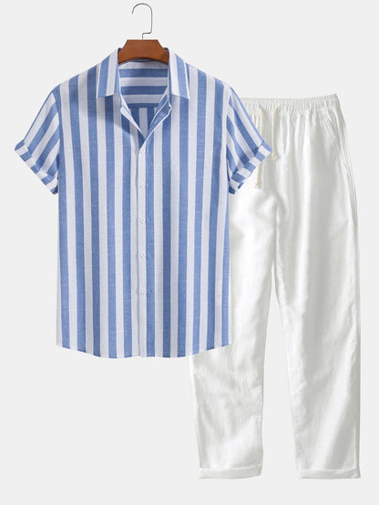 Cetara Set — Striped Shirt & Drawstring Trousers
