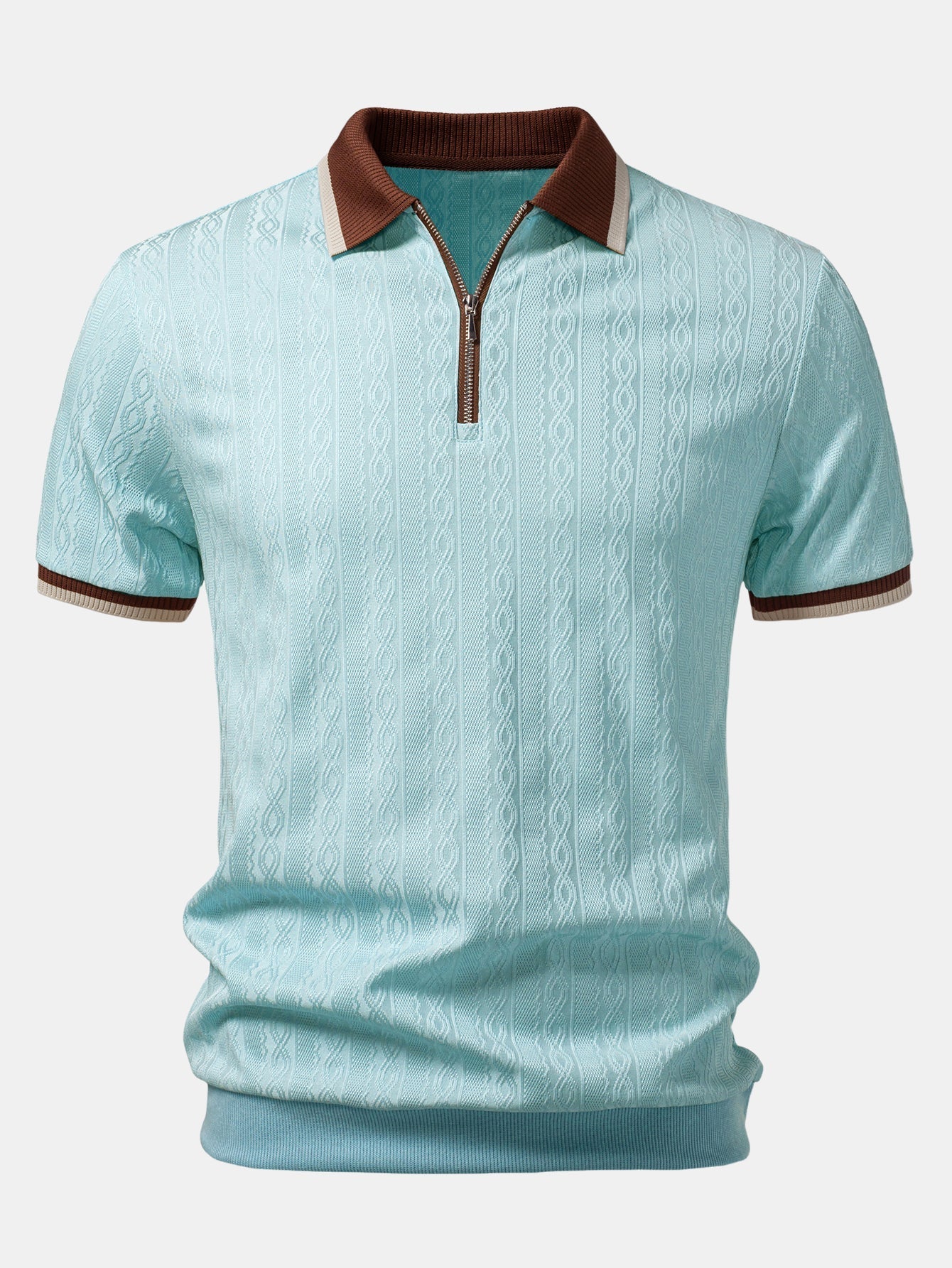 TAORMINA Knitted Zip Polo Shirt - 5