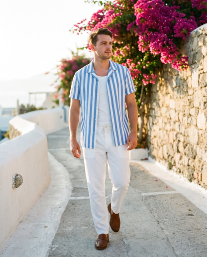 Cetara Set — Striped Shirt & Drawstring Trousers