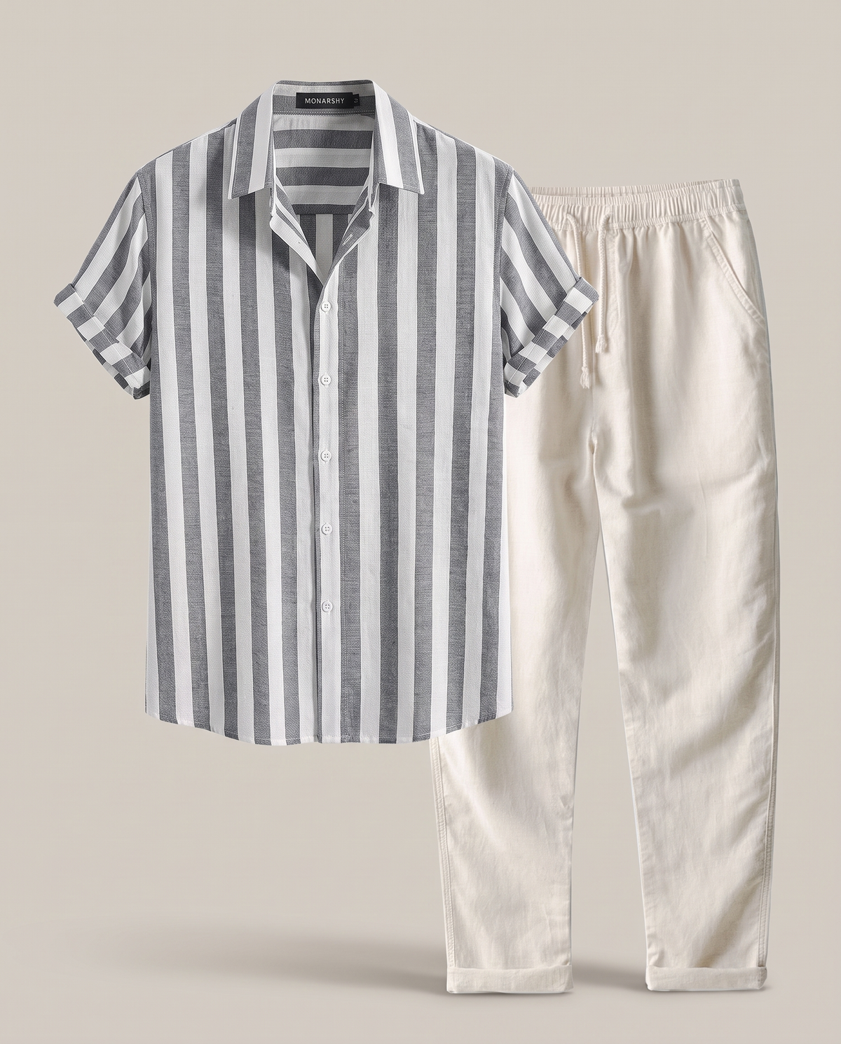 Cetara Set — Striped Shirt & Drawstring Trousers