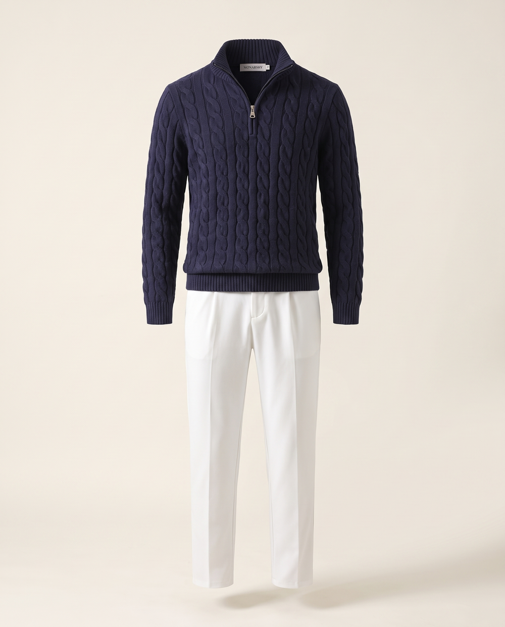Furore Set — Cable Knit Zip Sweater & Fitted Trousers