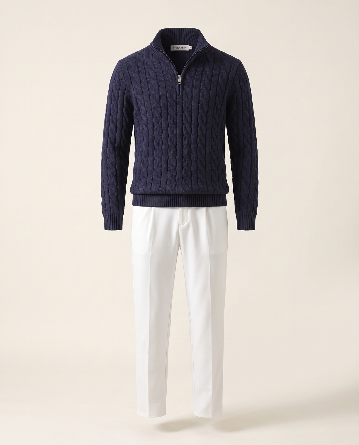 Furore Set — Cable Knit Zip Sweater & Fitted Trousers