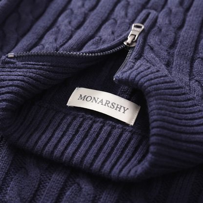 Furore Set — Cable Knit Zip Sweater & Fitted Trousers