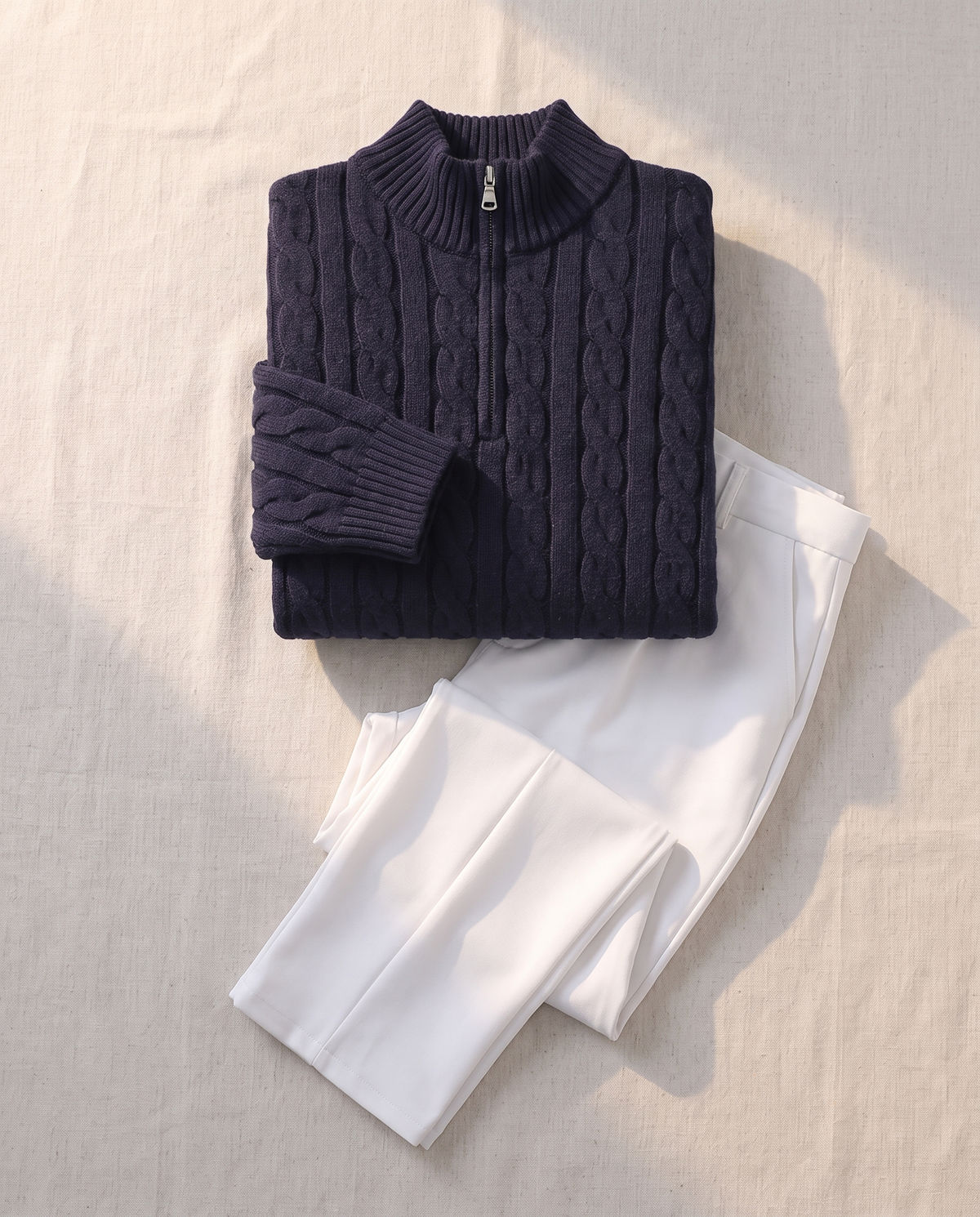Furore Set — Cable Knit Zip Sweater & Fitted Trousers