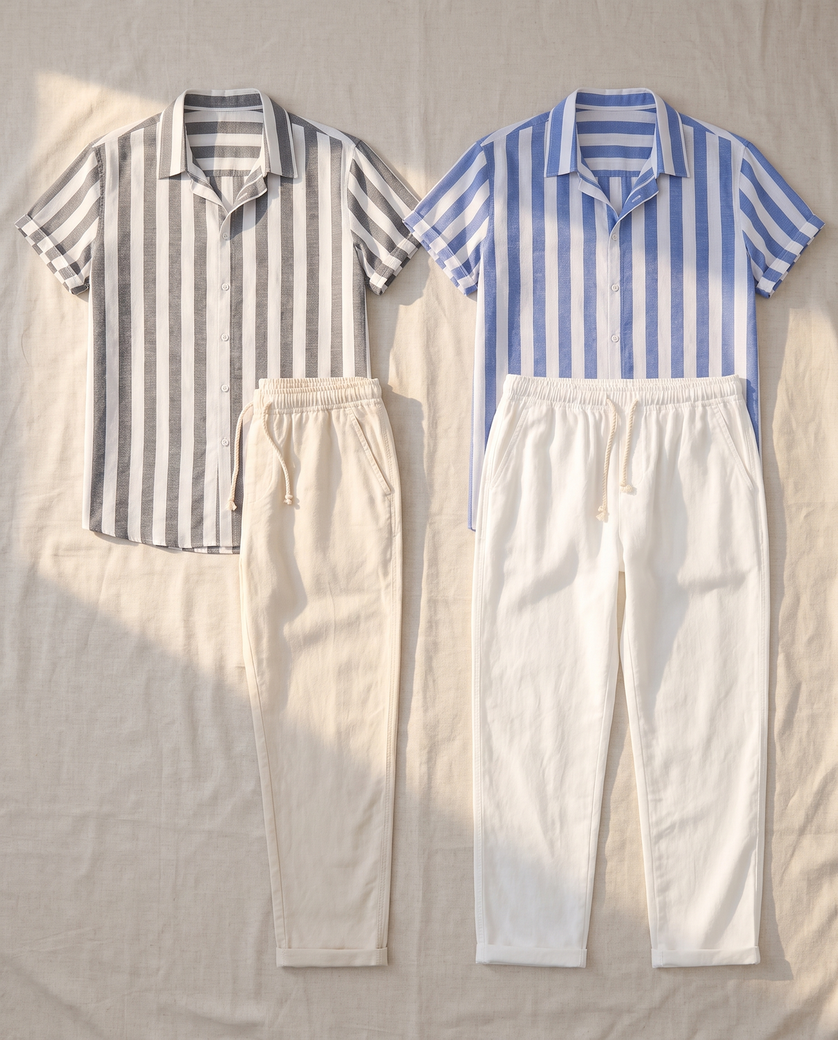 Cetara Set — Striped Shirt & Drawstring Trousers